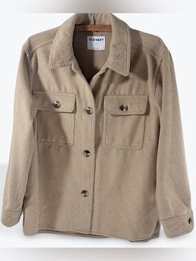 Old Navy Beige Button-Front utility Shacket coat Fleece men’s small